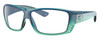 Profile View of Costa Del Mar Cat Cay Designer Reading Eye Glasses in Matte Caribbean Blue Turquoise Fade Unisex Rectangular Full Rim Acetate 61 mm