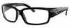 Profile View of Costa Del Mar Caballito Designer Reading Eye Glasses in Gloss Black Unisex Rectangular Full Rim Acetate 59 mm