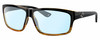 Profile View of Costa Del Mar Cut Designer Blue Light Blocking Eyeglasses in Gloss Black Orange Crystal Brown Stripes Coconut Fade Unisex Rectangular Full Rim Acetate 60 mm