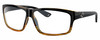 Profile View of Costa Del Mar Cut Designer Blue Light Blocking Eyeglasses in Gloss Black Orange Crystal Brown Stripes Coconut Fade Unisex Rectangular Full Rim Acetate 60 mm