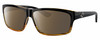 Profile View of Costa Del Mar Cut Designer Polarized Sunglasses with Custom Cut Amber Brown Lenses in Gloss Black Orange Crystal Brown Stripes Coconut Fade Unisex Rectangular Full Rim Acetate 60 mm