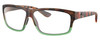 Profile View of Costa Del Mar Cut Designer Reading Eye Glasses in Matte Brown Tortoise Havana Green Tortuga Fade Unisex Rectangular Full Rim Acetate 60 mm