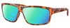 Profile View of Costa Del Mar Cut Designer Polarized Reading Sunglasses with Custom Cut Powered Green Mirror Lenses in Honey Amber Red Tortoise Havana Crystal Unisex Rectangular Full Rim Acetate 60 mm