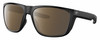 Profile View of Costa Del Mar Ferg Designer Polarized Sunglasses with Custom Cut Amber Brown Lenses in Matte Black Unisex Panthos Full Rim Acetate 59 mm