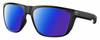 Profile View of Costa Del Mar Ferg Designer Polarized Sunglasses with Custom Cut Blue Mirror Lenses in Matte Black Unisex Panthos Full Rim Acetate 59 mm