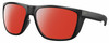 Profile View of Costa Del Mar Ferg XL Designer Polarized Sunglasses with Custom Cut Red Mirror Lenses in Matte Black Unisex Panthos Full Rim Acetate 62 mm