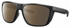 Profile View of Costa Del Mar Ferg XL Designer Polarized Sunglasses with Custom Cut Amber Brown Lenses in Matte Black Unisex Panthos Full Rim Acetate 62 mm