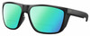Profile View of Costa Del Mar Ferg XL Designer Polarized Reading Sunglasses with Custom Cut Powered Green Mirror Lenses in Matte Black Unisex Panthos Full Rim Acetate 62 mm
