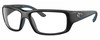 Profile View of Costa Del Mar Fantail Designer Reading Eye Glasses in Matte Black Gray Unisex Rectangular Full Rim Acetate 59 mm