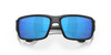 Close Up View of Costa Del Mar Fantail Unisex Sunglasses in Black/Polarized Blue Mirror 580G 59mm