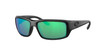 Close Up View of Costa Del Mar Fantail Sunglasses Black Blackout/Polarized Green Mirror 580G 59mm Alternate 1