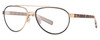 Profile View of Costa Del Mar Fernandina Designer Reading Eye Glasses in Brushed Gold Brown Tortoise Havana Ladies Pilot Full Rim Metal 57 mm