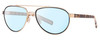 Profile View of Costa Del Mar Fernandina Designer Blue Light Blocking Eyeglasses in Brushed Gold Brown Tortoise Havana Ladies Pilot Full Rim Metal 57 mm