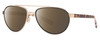 Profile View of Costa Del Mar Fernandina Designer Polarized Sunglasses with Custom Cut Amber Brown Lenses in Brushed Gold Brown Tortoise Havana Ladies Pilot Full Rim Metal 57 mm