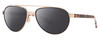 Profile View of Costa Del Mar Fernandina Designer Polarized Reading Sunglasses with Custom Cut Powered Smoke Grey Lenses in Brushed Gold Brown Tortoise Havana Ladies Pilot Full Rim Metal 57 mm