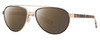 Profile View of Costa Del Mar Fernandina Designer Polarized Reading Sunglasses with Custom Cut Powered Amber Brown Lenses in Brushed Gold Brown Tortoise Havana Ladies Pilot Full Rim Metal 57 mm