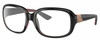 Profile View of Costa Del Mar Gannet Designer Blue Light Blocking Eyeglasses in Shiny Black Rose Gold Hibiscus Pink Ladies Square Full Rim Acetate 58 mm
