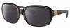 Profile View of Costa Del Mar Gannet Designer Polarized Sunglasses with Custom Cut Smoke Grey Lenses in Shiny Black Rose Gold Hibiscus Pink Ladies Square Full Rim Acetate 58 mm