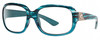 Profile View of Costa Del Mar Gannet Designer Reading Eye Glasses in Shiny Marine Blue Clear Crystal Fade Silver Ladies Square Full Rim Acetate 58 mm