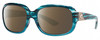 Profile View of Costa Del Mar Gannet Designer Polarized Sunglasses with Custom Cut Amber Brown Lenses in Shiny Marine Blue Clear Crystal Fade Silver Ladies Square Full Rim Acetate 58 mm
