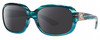 Profile View of Costa Del Mar Gannet Designer Polarized Sunglasses with Custom Cut Smoke Grey Lenses in Shiny Marine Blue Clear Crystal Fade Silver Ladies Square Full Rim Acetate 58 mm
