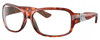Profile View of Costa Del Mar Inlet Designer Blue Light Blocking Eyeglasses in Amber Brown Tortoise Havana Silver Ladies Oval Full Rim Acetate 58 mm