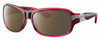 Profile View of Costa Del Mar Inlet Designer Polarized Sunglasses with Custom Cut Amber Brown Lenses in Pink Pomegranate Crystal Fade Silver Ladies Oval Full Rim Acetate 58 mm