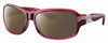 Profile View of Costa Del Mar Inlet Designer Polarized Reading Sunglasses with Custom Cut Powered Amber Brown Lenses in Pink Pomegranate Crystal Fade Silver Ladies Oval Full Rim Acetate 58 mm