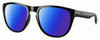 Profile View of Costa Del Mar Irie Designer Polarized Sunglasses with Custom Cut Blue Mirror Lenses in Shiny Black Unisex Panthos Full Rim Acetate 55 mm