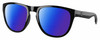 Profile View of Costa Del Mar Irie Designer Polarized Reading Sunglasses with Custom Cut Powered Blue Mirror Lenses in Shiny Black Unisex Panthos Full Rim Acetate 55 mm