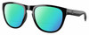 Profile View of Costa Del Mar Irie Designer Polarized Reading Sunglasses with Custom Cut Powered Green Mirror Lenses in Shiny Black Unisex Panthos Full Rim Acetate 55 mm