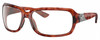 Profile View of Costa Del Mar Isabela Designer Blue Light Blocking Eyeglasses in Amber Red Tortoise Havana Crystal Silver Ladies Rectangular Full Rim Acetate 64 mm