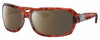 Profile View of Costa Del Mar Isabela Designer Polarized Sunglasses with Custom Cut Amber Brown Lenses in Amber Red Tortoise Havana Crystal Silver Ladies Rectangular Full Rim Acetate 64 mm