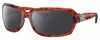 Profile View of Costa Del Mar Isabela Designer Polarized Sunglasses with Custom Cut Smoke Grey Lenses in Amber Red Tortoise Havana Crystal Silver Ladies Rectangular Full Rim Acetate 64 mm