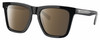 Profile View of Costa Del Mar Keramas Designer Polarized Sunglasses with Custom Cut Amber Brown Lenses in Shiny Black Silver Unisex Square Full Rim Acetate 54 mm