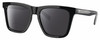 Profile View of Costa Del Mar Keramas Designer Polarized Reading Sunglasses with Custom Cut Powered Smoke Grey Lenses in Shiny Black Silver Unisex Square Full Rim Acetate 54 mm