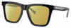 Profile View of Costa Del Mar Keramas Designer Polarized Reading Sunglasses with Custom Cut Powered Sun Flower Yellow Lenses in Shiny Black Silver Unisex Square Full Rim Acetate 54 mm