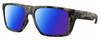 Profile View of Costa Del Mar Lido Designer Polarized Sunglasses with Custom Cut Blue Mirror Lenses in Matte Gray Brown Clear Crystal Wetlands Unisex Square Full Rim Acetate 57 mm