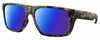 Profile View of Costa Del Mar Lido Designer Polarized Reading Sunglasses with Custom Cut Powered Blue Mirror Lenses in Matte Gray Brown Clear Crystal Wetlands Unisex Square Full Rim Acetate 57 mm