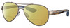 Profile View of Costa Del Mar Loreto Designer Polarized Reading Sunglasses with Custom Cut Powered Sun Flower Yellow Lenses in Golden Pearl Brown Tortoise Havana Crystal Blue Ladies Pilot Full Rim Metal 56 mm