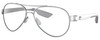 Profile View of Costa Del Mar Loreto Designer Reading Eye Glasses in Palladium Silver White Grey Ladies Pilot Full Rim Metal 56 mm