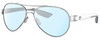 Profile View of Costa Del Mar Loreto Designer Blue Light Blocking Eyeglasses in Palladium Silver White Grey Ladies Pilot Full Rim Metal 56 mm
