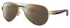 Profile View of Costa Del Mar Loreto Designer Polarized Reading Sunglasses with Custom Cut Powered Amber Brown Lenses in Brushed Gold Brown Tortoise Havana Greige Ladies Pilot Full Rim Metal 56 mm