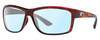 Profile View of Costa Del Mar Mag Bay Designer Blue Light Blocking Eyeglasses in Auburn Red Tortoise Havana Crystal Black Unisex Rectangular Full Rim Acetate 63 mm