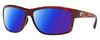 Profile View of Costa Del Mar Mag Bay Designer Polarized Reading Sunglasses with Custom Cut Powered Blue Mirror Lenses in Auburn Red Tortoise Havana Crystal Black Unisex Rectangular Full Rim Acetate 63 mm