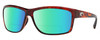 Profile View of Costa Del Mar Mag Bay Designer Polarized Reading Sunglasses with Custom Cut Powered Green Mirror Lenses in Auburn Red Tortoise Havana Crystal Black Unisex Rectangular Full Rim Acetate 63 mm