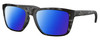Profile View of Costa Del Mar Mainsail Designer Polarized Reading Sunglasses with Custom Cut Powered Blue Mirror Lenses in Matte Gray Tiger Shark Unisex Rectangular Full Rim Acetate 55 mm