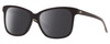 Profile View of Costa Del Mar May Designer Polarized Sunglasses with Custom Cut Smoke Grey Lenses in Shiny Black Ladies Cat Eye Full Rim Acetate 57 mm
