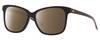 Profile View of Costa Del Mar May Designer Polarized Sunglasses with Custom Cut Amber Brown Lenses in Shiny Black Ladies Cat Eye Full Rim Acetate 57 mm