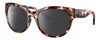 Profile View of Costa Del Mar Maya Designer Polarized Sunglasses with Custom Cut Smoke Grey Lenses in Shiny Coral Pink Red Tortoise Havana Ladies Cat Eye Full Rim Acetate 55 mm